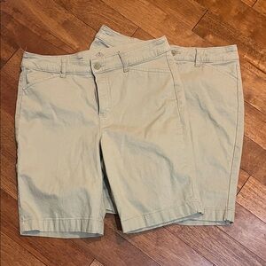 St. John’s Bay Womens Classic Khaki Bermuda Shorts 2 pair size 12